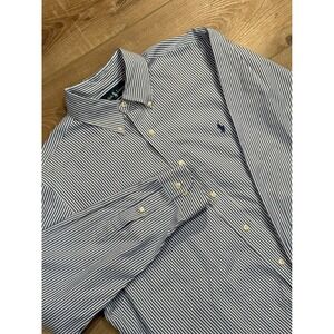 Ralph Lauren Classic Fit Blue Stripe Button Down Shirt Men Large